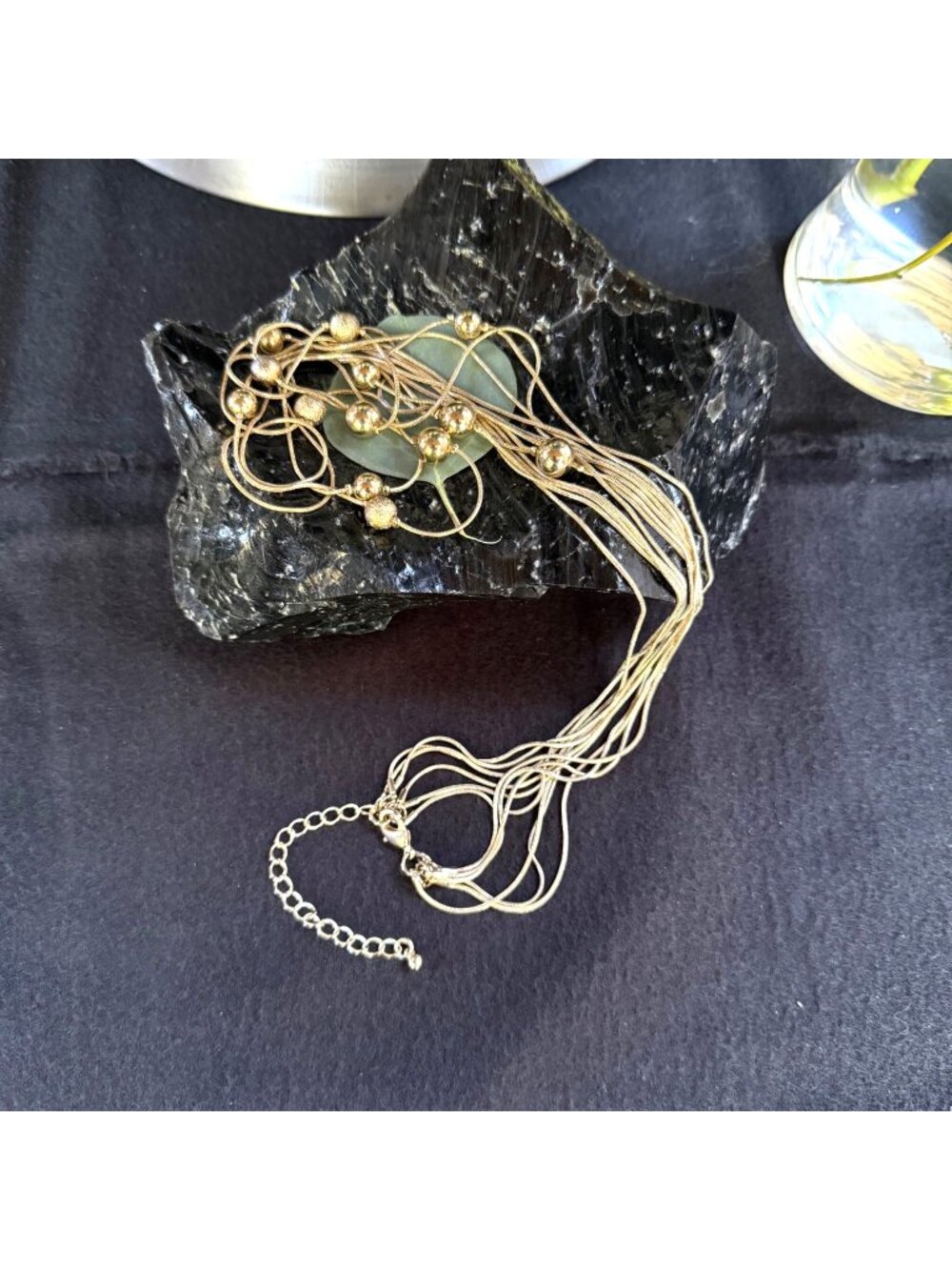 Modern Multi-Strand Gold-Tone with Necklace Beaded Accents